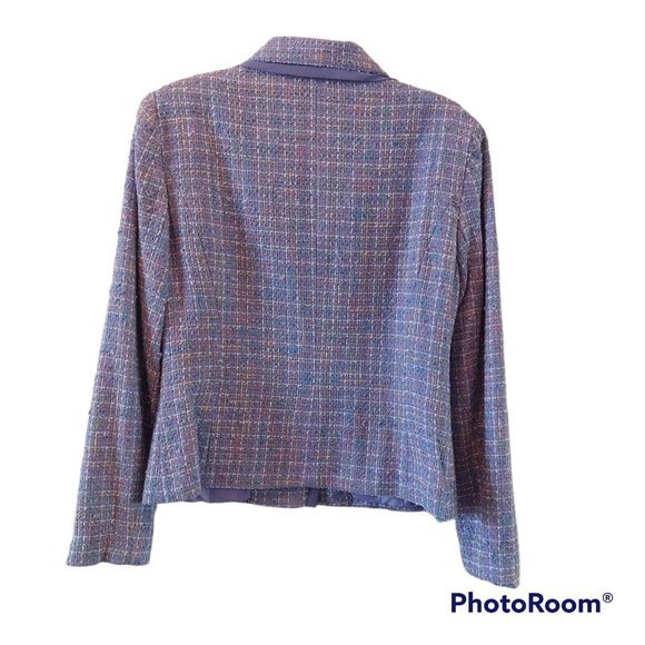 Requirements Women’s Purple Polyester Blend Tweed Blazer Jacket Size 10 - Picture 2 of 8